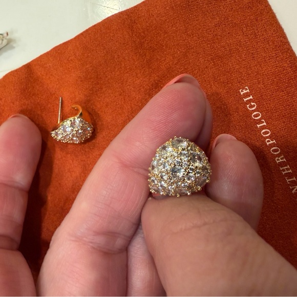 Anthropologie Pavé Triangular Huggie Earrings - Picture 4 of 11